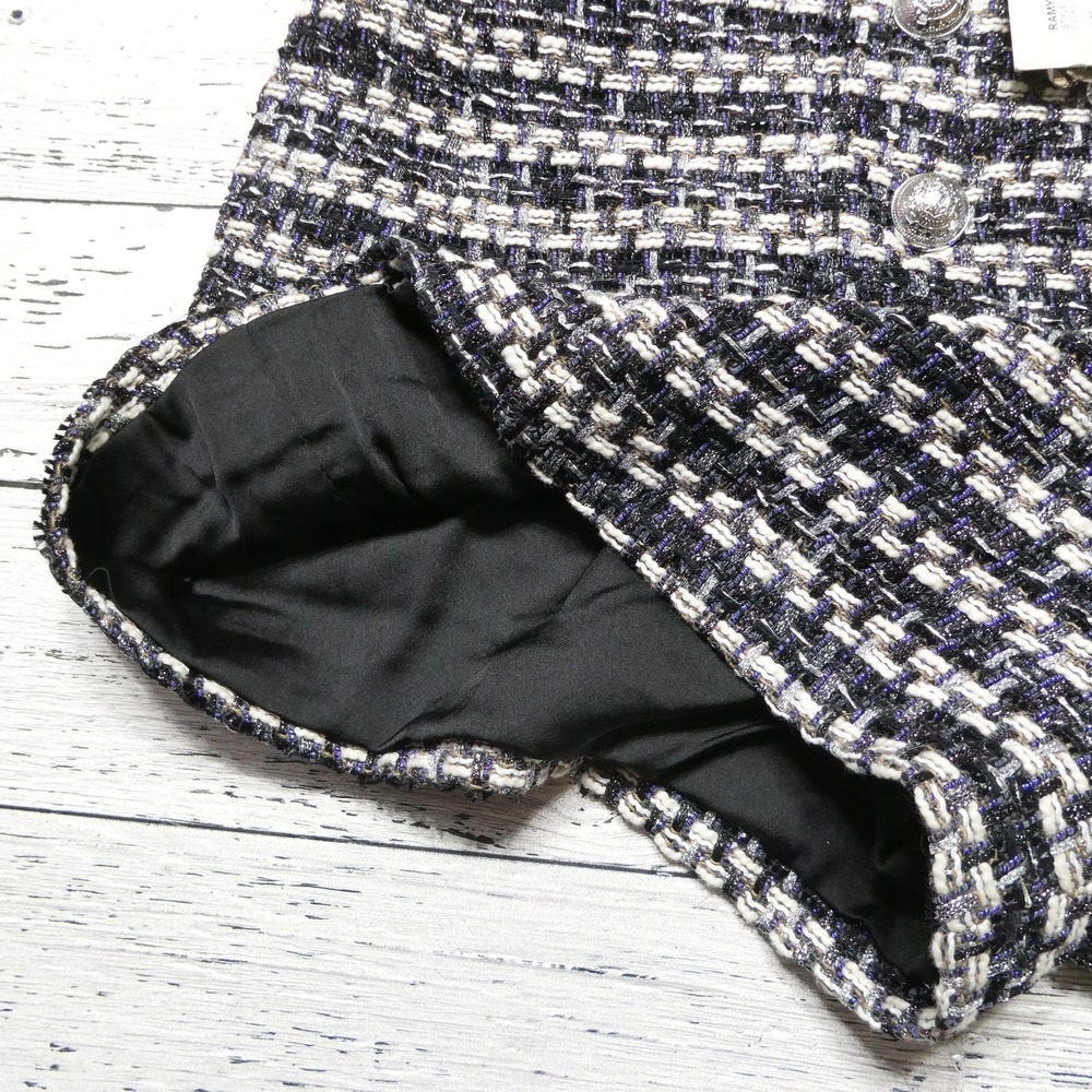Ramy Brook Shorts Womens 14 Black Tweed Sailor Emerson Short Chain Detail - Picture 6 of 14